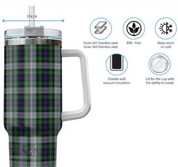 ScotsTee Shop Scottish MacKenzie Dress Clan Tartan Tumbler with Handle 40oz Insulated Tumbler