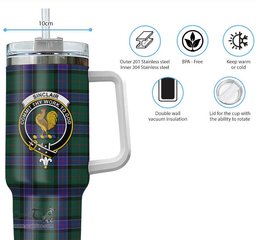 ScotsTee Shop Scottish Sinclair Hunting Modern Clan Crest Tartan Tumbler with Handle 40oz Insulated Tumbler
