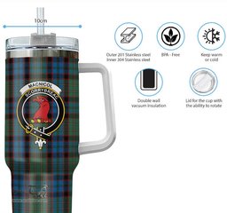 ScotsTee Shop Scottish MacNicol Hunting Clan Crest Tartan Tumbler with Handle 40oz Insulated Tumbler