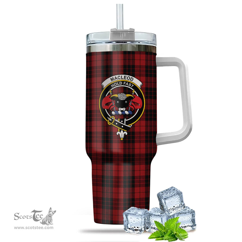 ScotsTee Shop Scottish MacLeod of Raasay Highland Clan Crest Tartan Tumbler with Handle 40oz Insulated Tumbler