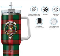 ScotsTee Shop Scottish Stewart Atholl Modern Clan Crest Tartan Tumbler with Handle 40oz Insulated Tumbler