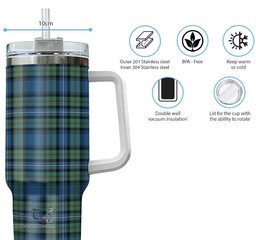 ScotsTee Shop Scottish Robertson Hunting Ancient Clan Tartan Tumbler with Handle 40oz Insulated Tumbler