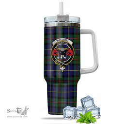 ScotsTee Shop Scottish MacLeod of Harris Modern Clan Crest Tartan Tumbler with Handle 40oz Insulated Tumbler