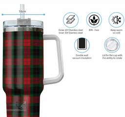 ScotsTee Shop Scottish Skene of Cromar Black Clan Tartan Tumbler with Handle 40oz Insulated Tumbler