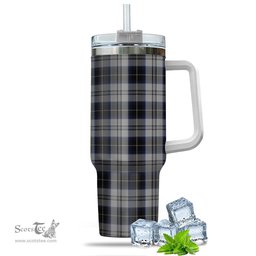 ScotsTee Shop Scottish Menzies Black Dress Clan Tartan Tumbler with Handle 40oz Insulated Tumbler