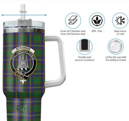 ScotsTee Shop Scottish Strange of Balkaskie Clan Crest Tartan Tumbler with Handle 40oz Insulated Tumbler