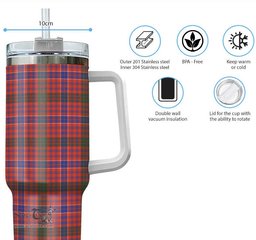 ScotsTee Shop Scottish MacRae Ancient Clan Tartan Tumbler with Handle 40oz Insulated Tumbler