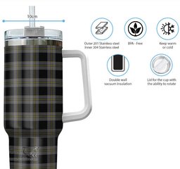 ScotsTee Shop Scottish Perry Ancient Clan Tartan Tumbler with Handle 40oz Insulated Tumbler