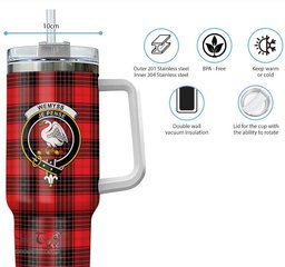 ScotsTee Shop Scottish Wemyss Modern Clan Crest Tartan Tumbler with Handle 40oz Insulated Tumbler