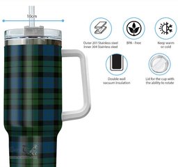 ScotsTee Shop Scottish MacKay Modern Clan Tartan Tumbler with Handle 40oz Insulated Tumbler