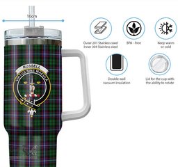ScotsTee Shop Scottish Russell Clan Crest Tartan Tumbler with Handle 40oz Insulated Tumbler