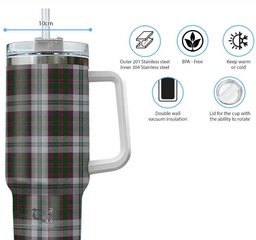 ScotsTee Shop Scottish Stewart of Appin Dress Clan Tartan Tumbler with Handle 40oz Insulated Tumbler