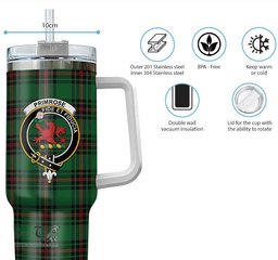 ScotsTee Shop Scottish Primrose Clan Crest Tartan Tumbler with Handle 40oz Insulated Tumbler