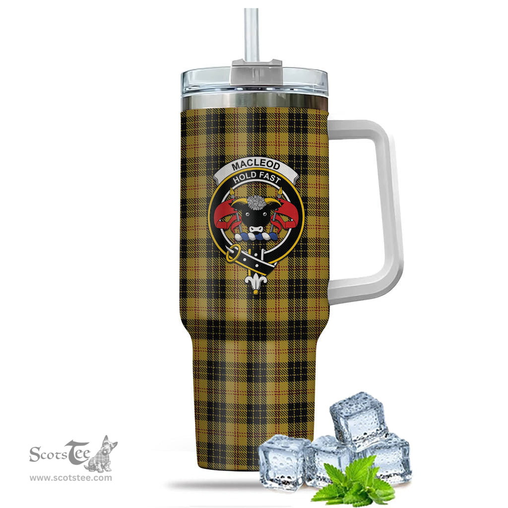 ScotsTee Shop Scottish MacLeod Clan Crest Tartan Tumbler with Handle 40oz Insulated Tumbler