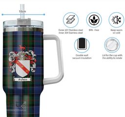 ScotsTee Shop Scottish McFadzen 01 Clan Crest Tartan Tumbler with Handle 40oz Insulated Tumbler