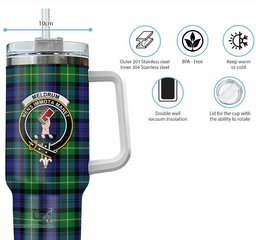 ScotsTee Shop Scottish Meldrum Clan Crest Tartan Tumbler with Handle 40oz Insulated Tumbler