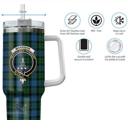 ScotsTee Shop Scottish Morrison Society Clan Crest Tartan Tumbler with Handle 40oz Insulated Tumbler