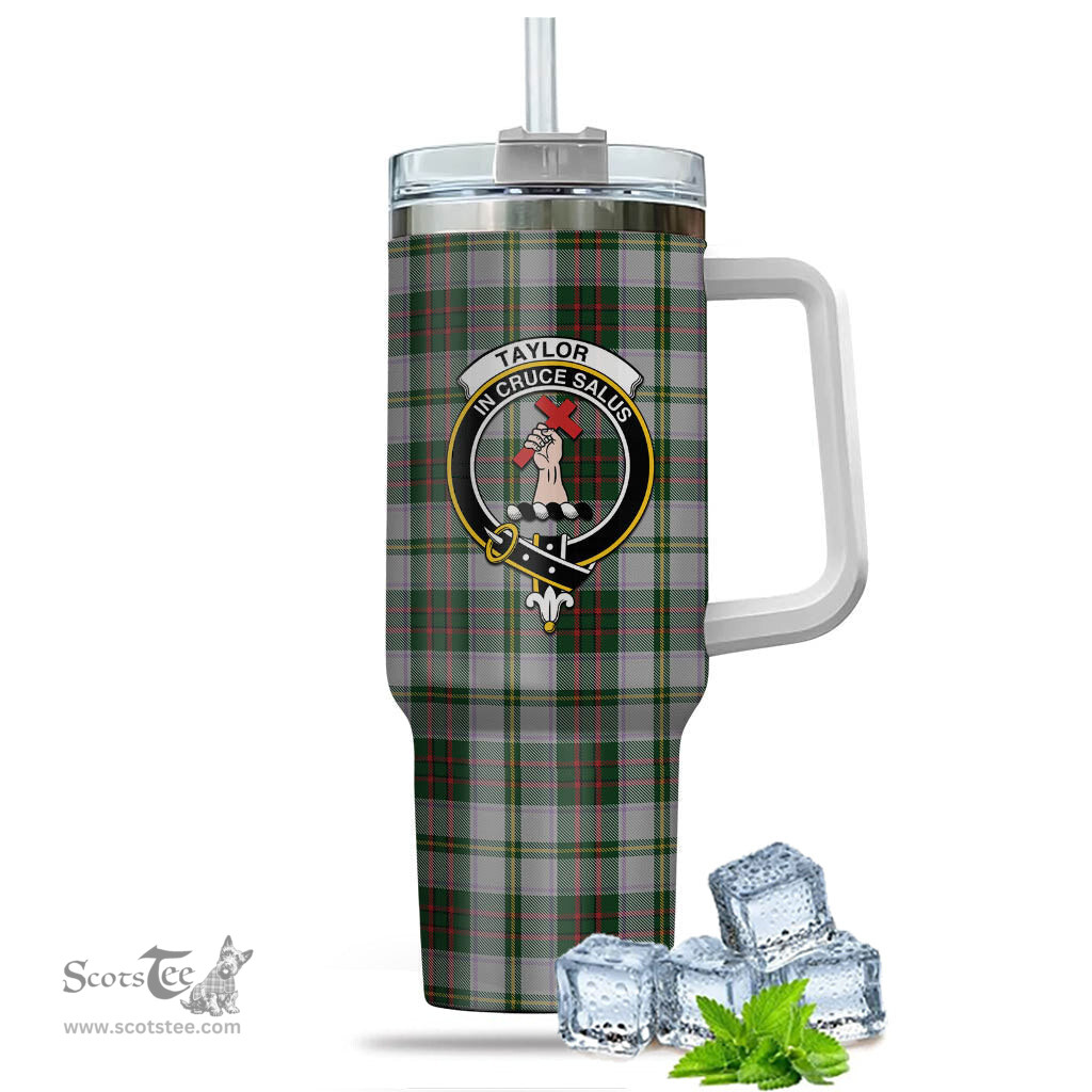 ScotsTee Shop Scottish Taylor Dress Clan Crest Tartan Tumbler with Handle 40oz Insulated Tumbler