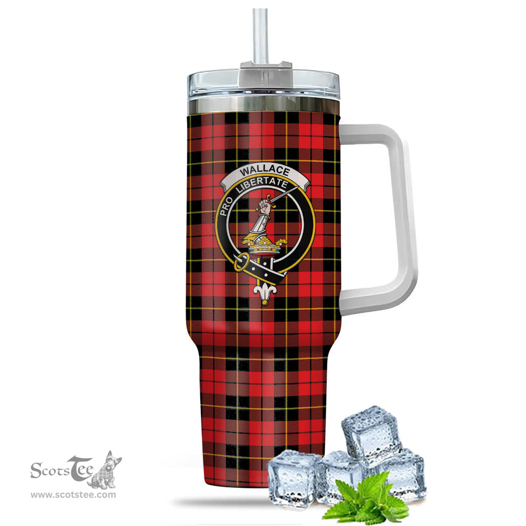 ScotsTee Shop Scottish Wallace Hunting Red Clan Crest Tartan Tumbler with Handle 40oz Insulated Tumbler