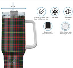 ScotsTee Shop Scottish MacIntosh Hunting Modern Clan Tartan Tumbler with Handle 40oz Insulated Tumbler