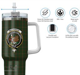 ScotsTee Shop Scottish MacKinnon Hunting Clan Crest Tartan Tumbler with Handle 40oz Insulated Tumbler