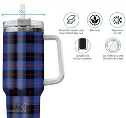ScotsTee Shop Scottish Maule Clan Tartan Tumbler with Handle 40oz Insulated Tumbler