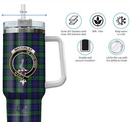 ScotsTee Shop Scottish MacKinlay Modern Clan Crest Tartan Tumbler with Handle 40oz Insulated Tumbler