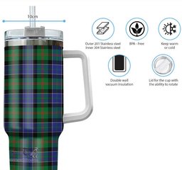 ScotsTee Shop Scottish Paterson Clan Tartan Tumbler with Handle 40oz Insulated Tumbler