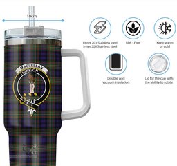 ScotsTee Shop Scottish MacLellan Clan Crest Tartan Tumbler with Handle 40oz Insulated Tumbler