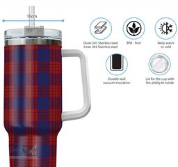 ScotsTee Shop Scottish Robinson Clan Tartan Tumbler with Handle 40oz Insulated Tumbler