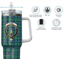 ScotsTee Shop Scottish Shaw Ancient Clan Crest Tartan Tumbler with Handle 40oz Insulated Tumbler