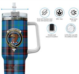 ScotsTee Shop Scottish Wedderburn Clan Crest Tartan Tumbler with Handle 40oz Insulated Tumbler