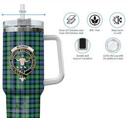 ScotsTee Shop Scottish Murray of Atholl Ancient Clan Crest Tartan Tumbler with Handle 40oz Insulated Tumbler