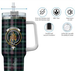 ScotsTee Shop Scottish MacKenzie Modern Clan Crest Tartan Tumbler with Handle 40oz Insulated Tumbler