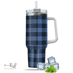 ScotsTee Shop Scottish MacKay Blue Clan Tartan Tumbler with Handle 40oz Insulated Tumbler