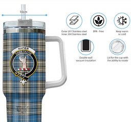 ScotsTee Shop Scottish Napier Ancient Clan Crest Tartan Tumbler with Handle 40oz Insulated Tumbler