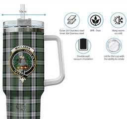 ScotsTee Shop Scottish MacLaren Dress Clan Crest Tartan Tumbler with Handle 40oz Insulated Tumbler