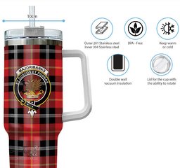 ScotsTee Shop Scottish Majoribanks Clan Crest Tartan Tumbler with Handle 40oz Insulated Tumbler
