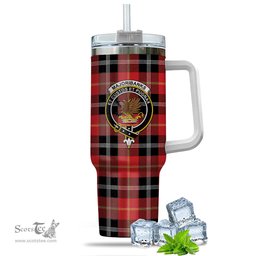 ScotsTee Shop Scottish Majoribanks Clan Crest Tartan Tumbler with Handle 40oz Insulated Tumbler