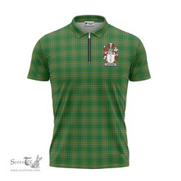 ScotsTee Shop Irish Davoren Coat of Arms Family Crest Ireland Mens Zipper Polo Shirt Irish National Tartan Irish Zipper Polo Shirt