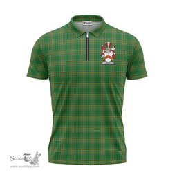 ScotsTee Shop Irish Bond Coat of Arms Family Crest Ireland Mens Zipper Polo Shirt Irish National Tartan Irish Zipper Polo Shirt