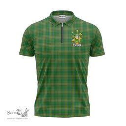 ScotsTee Shop Irish Drought Coat of Arms Family Crest Ireland Mens Zipper Polo Shirt Irish National Tartan Irish Zipper Polo Shirt