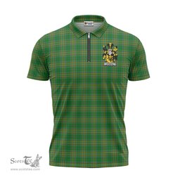 ScotsTee Shop Irish Francis Coat of Arms Family Crest Ireland Mens Zipper Polo Shirt Irish National Tartan Irish Zipper Polo Shirt