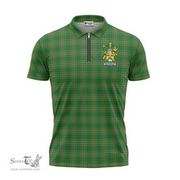ScotsTee Shop Irish McDonagh Coat of Arms Family Crest Ireland Mens Zipper Polo Shirt Irish National Tartan Irish Zipper Polo Shirt