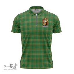 ScotsTee Shop Irish McAlister Coat of Arms Family Crest Ireland Mens Zipper Polo Shirt Irish National Tartan Irish Zipper Polo Shirt