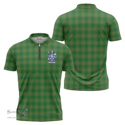 ScotsTee Shop Irish Lillie Coat of Arms Family Crest Ireland Mens Zipper Polo Shirt Irish National Tartan Irish Zipper Polo Shirt