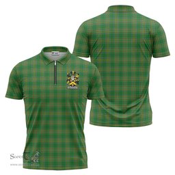ScotsTee Shop Irish Wentworth Coat of Arms Family Crest Ireland Mens Zipper Polo Shirt Irish National Tartan Irish Zipper Polo Shirt