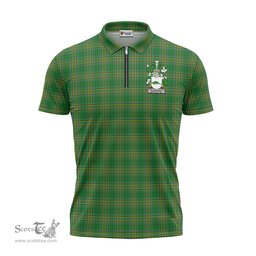 ScotsTee Shop Irish Rossiter Coat of Arms Family Crest Ireland Mens Zipper Polo Shirt Irish National Tartan Irish Zipper Polo Shirt