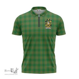 ScotsTee Shop Irish Shaw Coat of Arms Family Crest Ireland Mens Zipper Polo Shirt Irish National Tartan Irish Zipper Polo Shirt