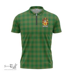 ScotsTee Shop Irish Sutton Coat of Arms Family Crest Ireland Mens Zipper Polo Shirt Irish National Tartan Irish Zipper Polo Shirt